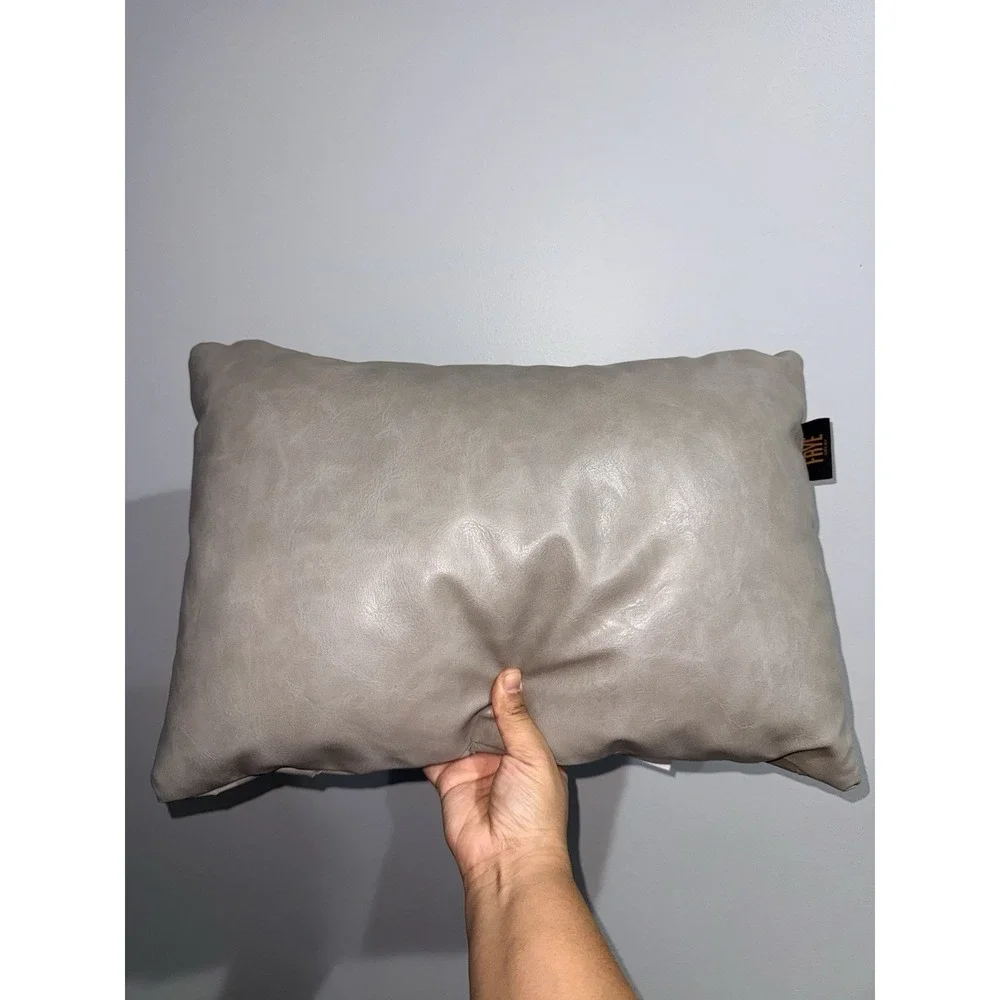 FRYE Woven Leather Pillow Gray Rectangular 20x14